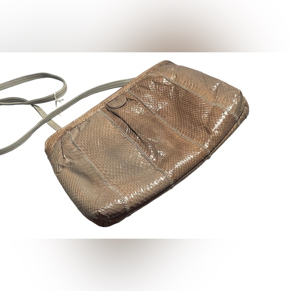 CLEMENTE VINTAGE DESIGNER SNAKESKIN STUNNING METAL BENDABLE RETRACT CLOSURE - Picture 6 of 10